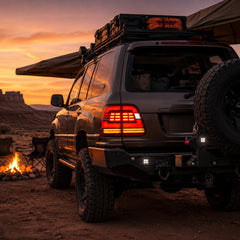 2003-2007 Lexus LX470 Sequential LED Tail Lights — smoke red bar overland camp dusk
