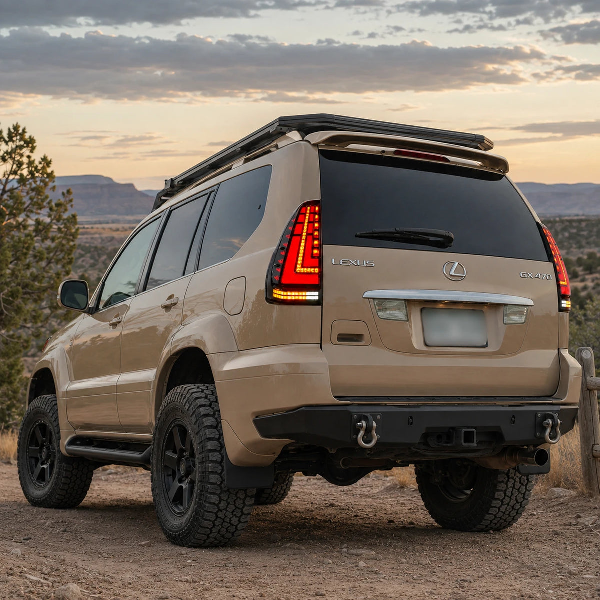 2003-2009 Lexus GX470 Sequential LED Tail Lights Assembly — sunset desert view — T-GX470-03-SR