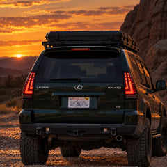 2003-2009 Lexus GX470 Sequential LED Tail Lights Assembly — Pair — Illuminated tail lights at sunset — T-GX470-03-SW