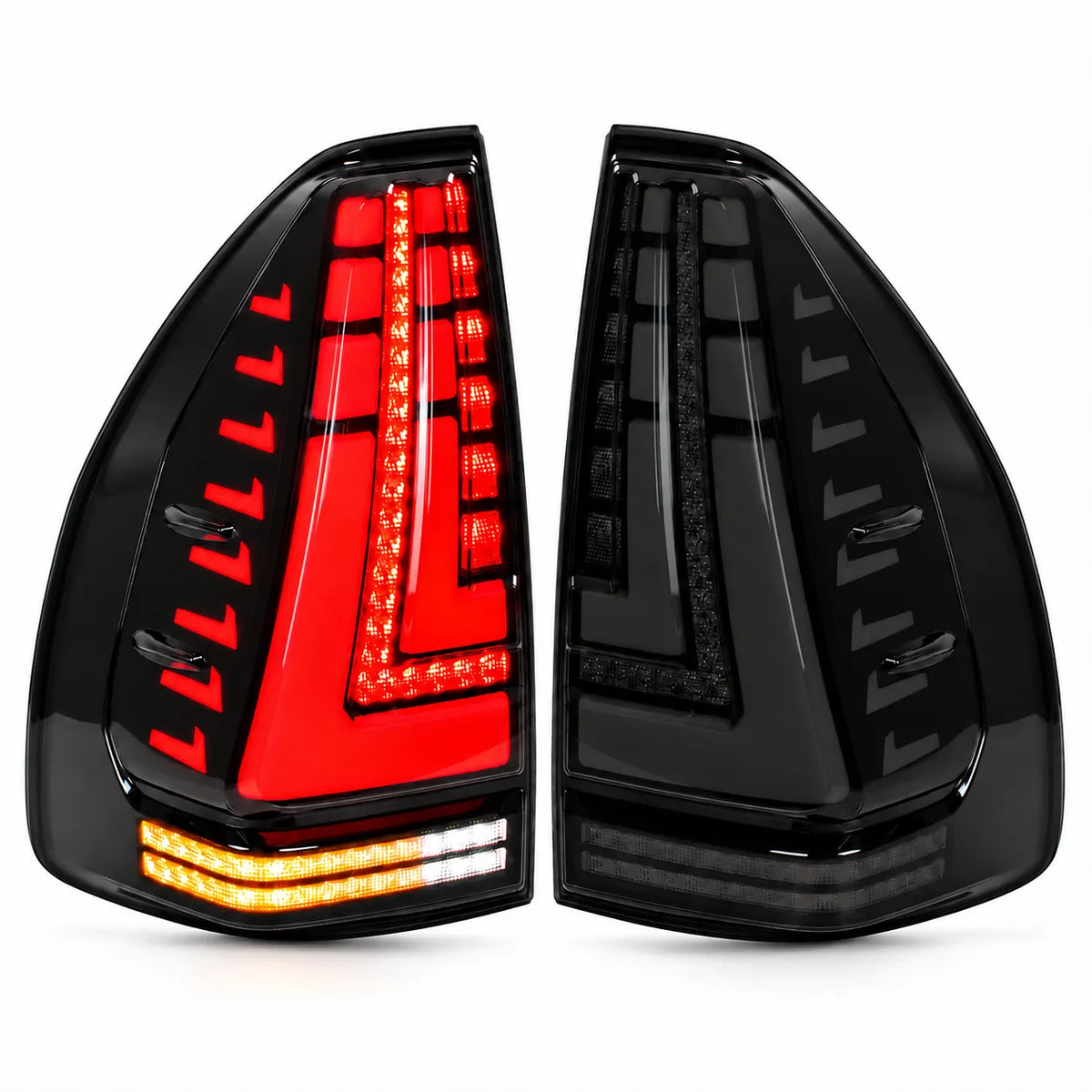 2003-2009 Lexus GX470 Sequential LED Tail Lights Assembly — Pair — Pair of tail lights on white background — T-GX470-03-SW