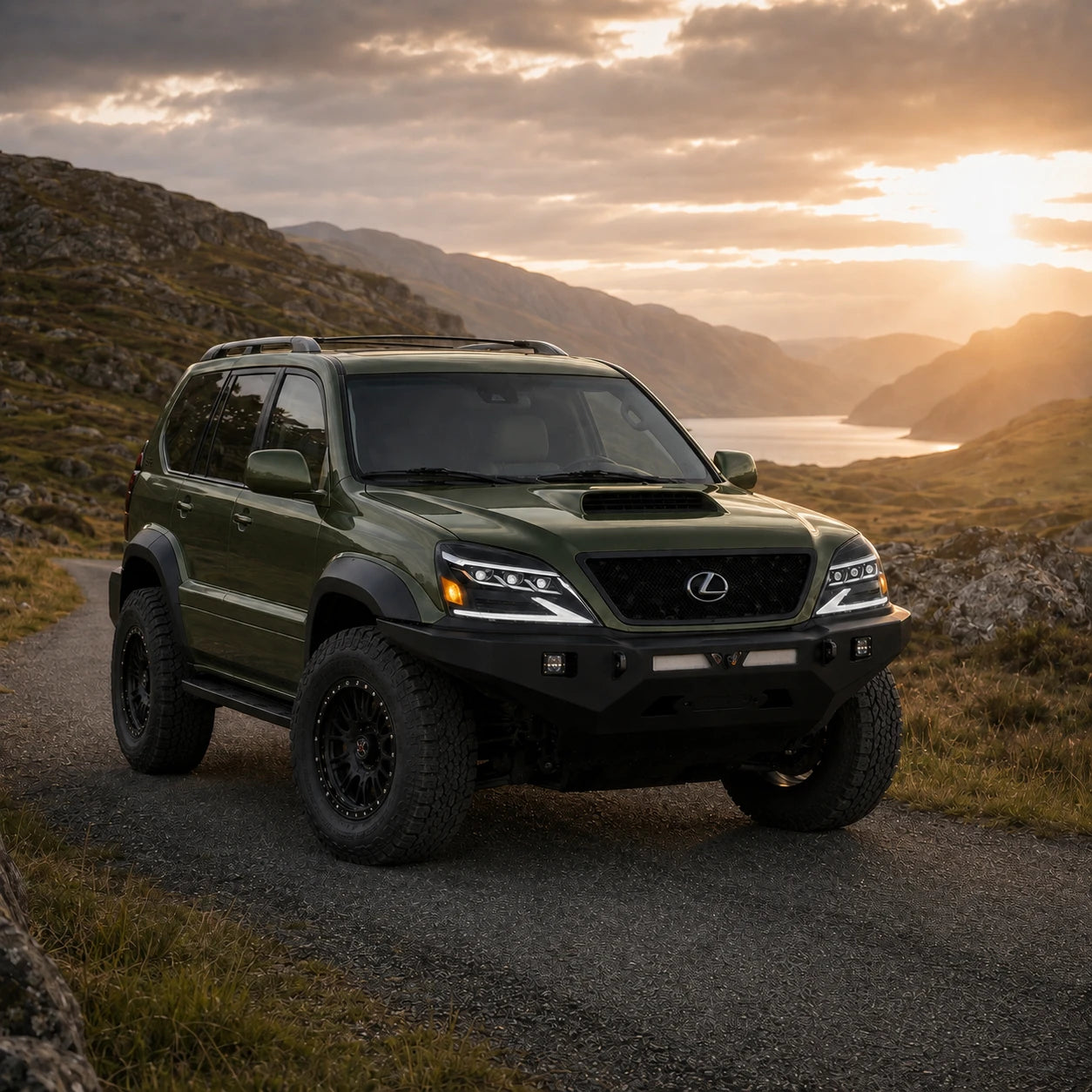 2003-2009 Lexus GX470 LED Triple Projector Headlights Assembly — outstanding sunset look — H-GX470-03