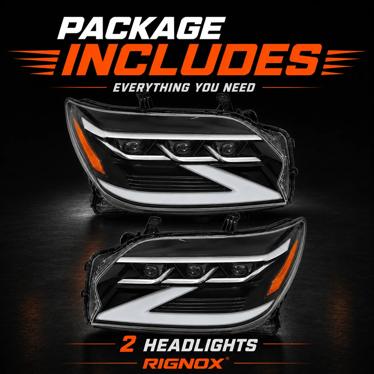 2003-2009 Lexus GX470 LED Triple Projector Headlights Assembly — package includes — H-GX470-03