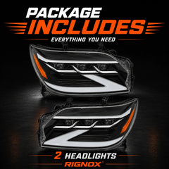 2003-2009 Lexus GX470 LED Triple Projector Headlights Assembly — package includes — H-GX470-03