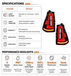 2003-2009 Toyota 4Runner Sequential LED Tail Lights — specifications — T-4RN03