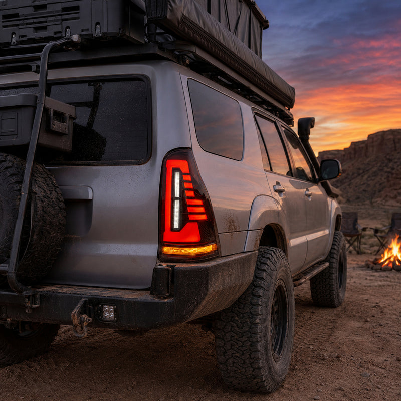2003-2009 Toyota 4Runner Sequential LED Tail Lights — smoke red overlanding camp dusk - T-4RN03