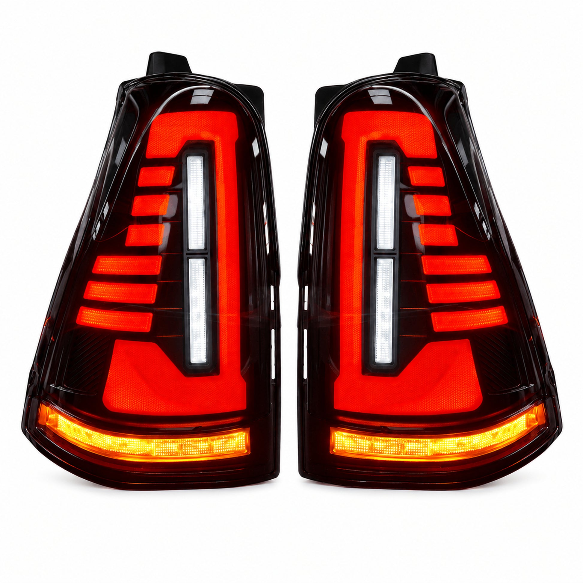 2003-2009 Toyota 4Runner Sequential LED Tail Lights — smoke red white background lit - T-4RN03