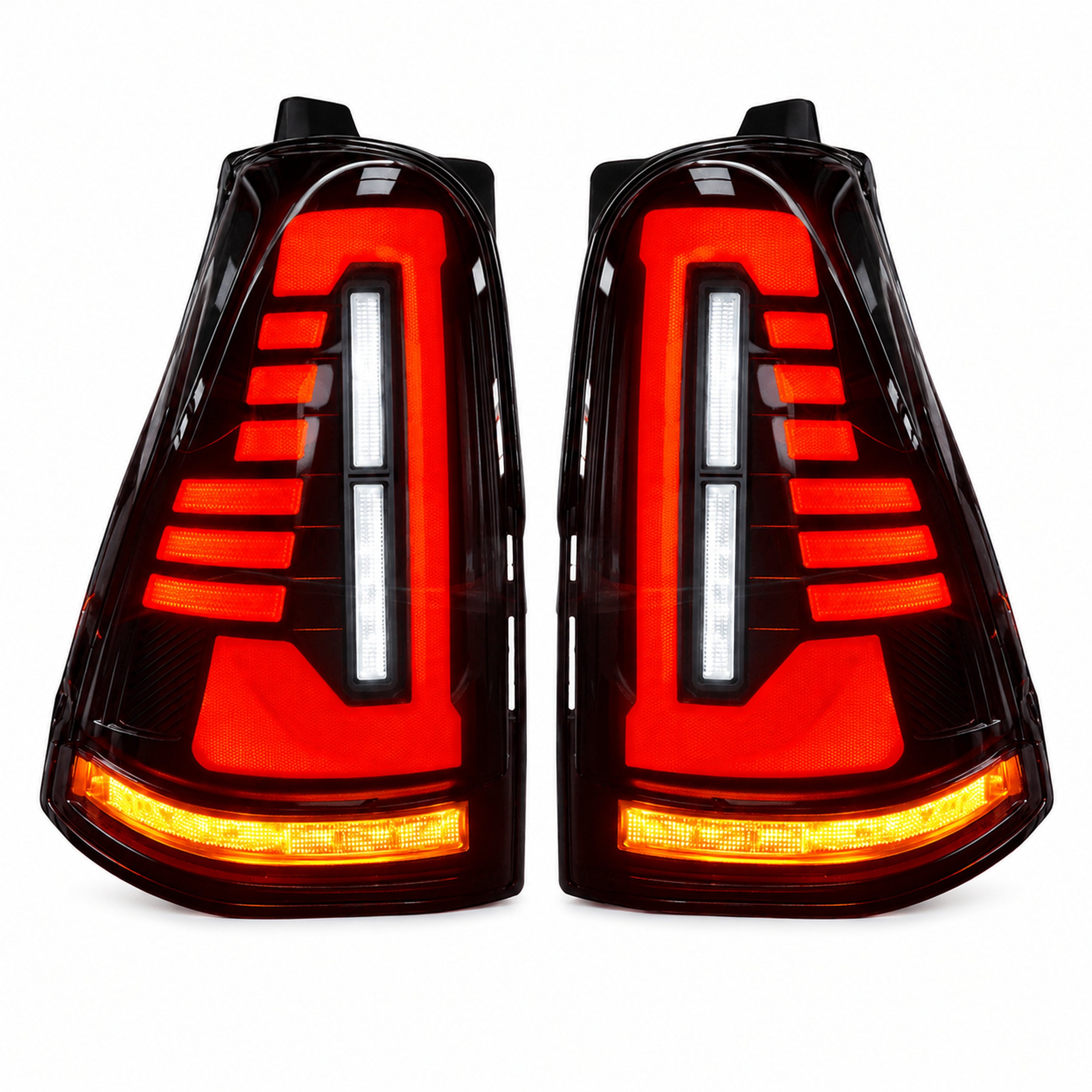 2003-2009 Toyota 4Runner Sequential LED Tail Lights — smoke red white background lit - T-4RN03