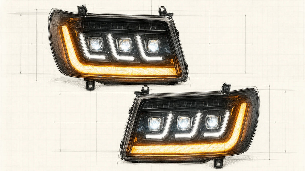 2004-2007 Toyota Land Cruiser 100 LED Triple Projector Headlights Assembly