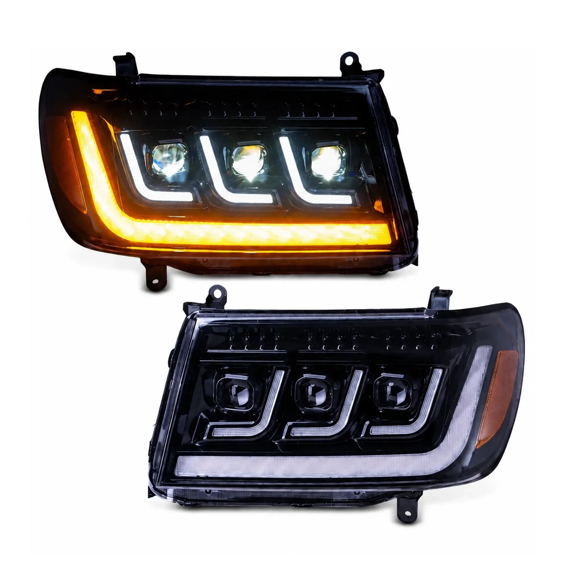 2004-2007 Toyota Land Cruiser 100 LED Triple Projector Headlights Assembly — main product view — H-LC100-04