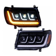 2004-2007 Toyota Land Cruiser 100 LED Triple Projector Headlights Assembly — main product view — H-LC100-04