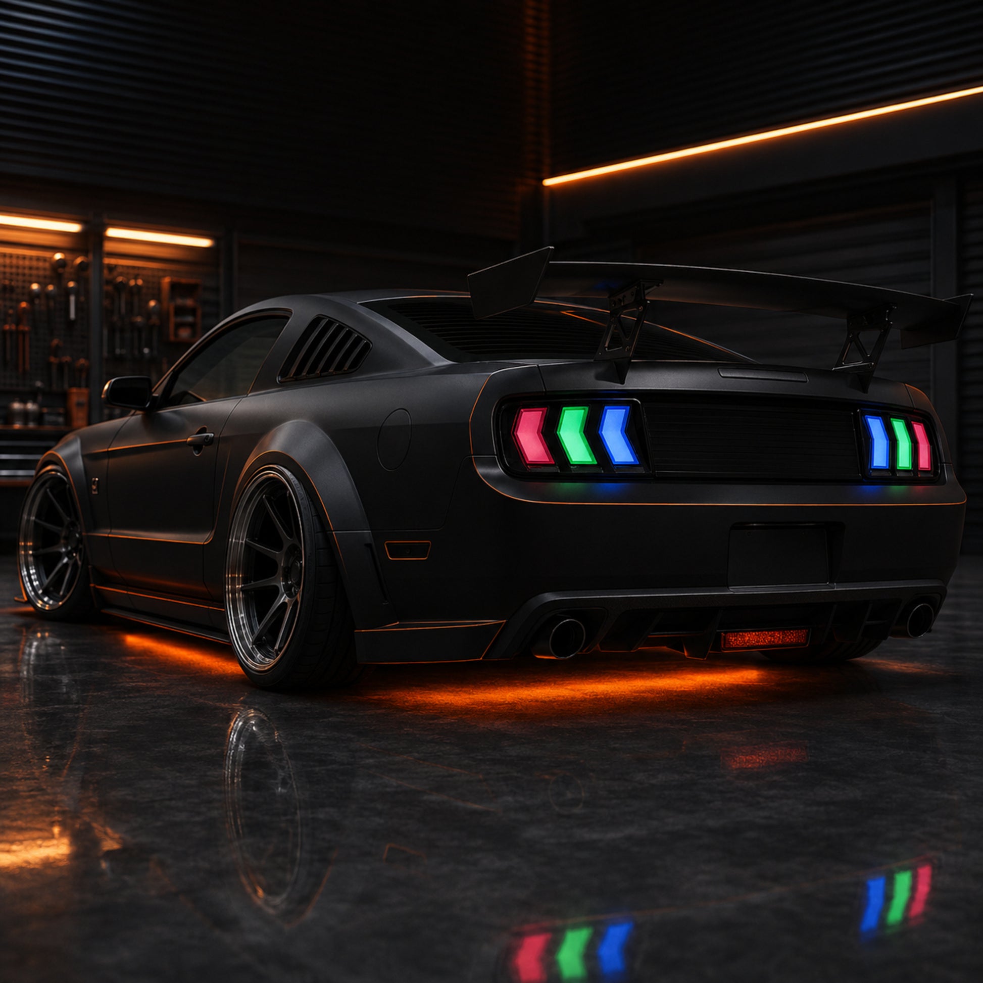 2005-2009 Ford Mustang Sequential LED Tail Lights — RGB garage show04 - T-MUS05-RGB