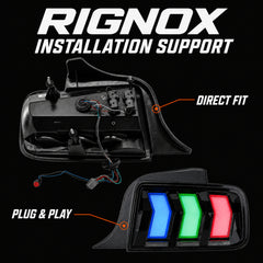 2005-2009 Ford Mustang Sequential LED Tail Lights — RGB installation support16 - T-MUS05-RGB