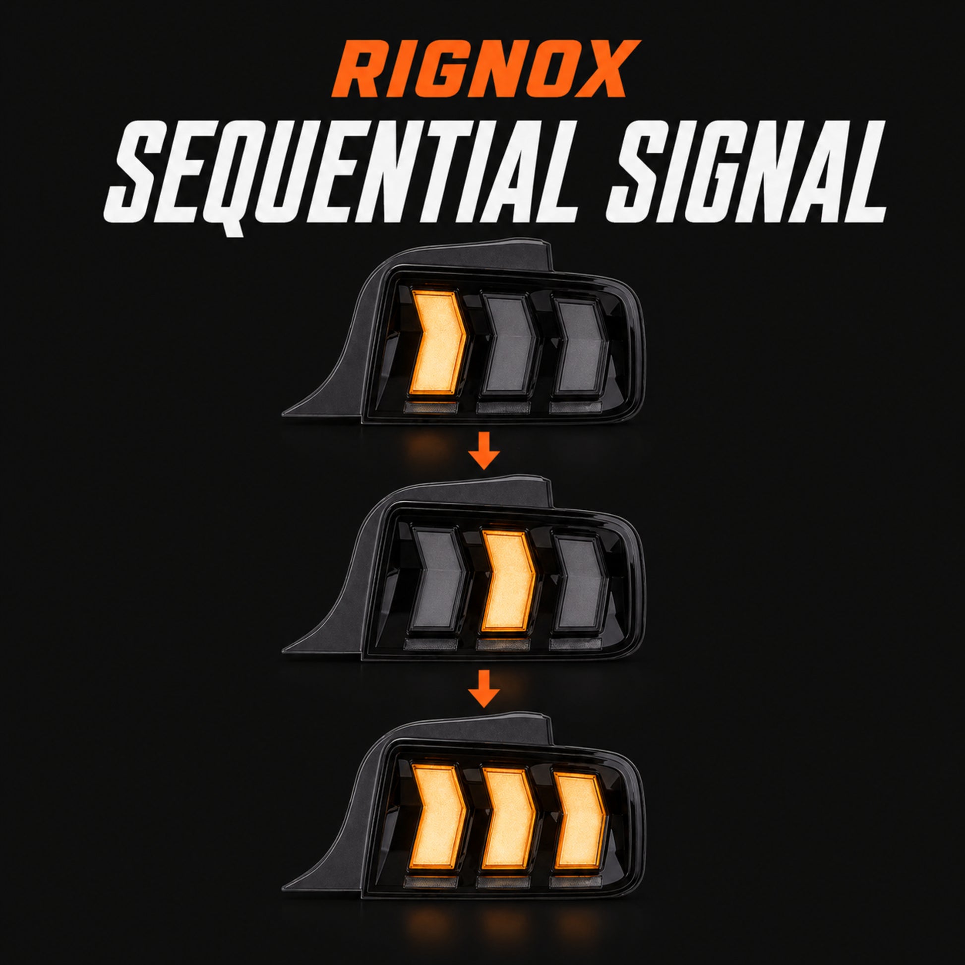 2005-2009 Ford Mustang Sequential LED Tail Lights — RGB sequential signal14 - T-MUS05-RGB