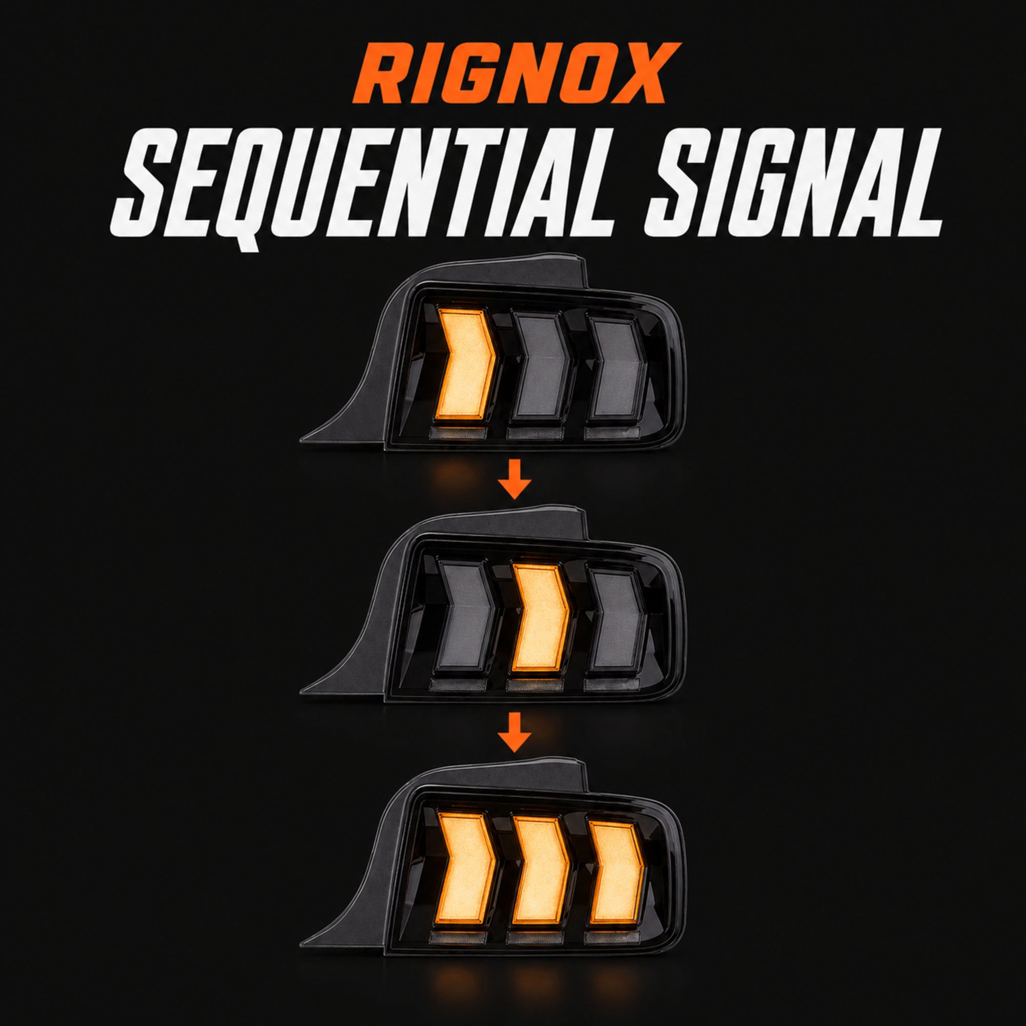 2005-2009 Ford Mustang Sequential LED Tail Lights — RGB sequential signal14 - T-MUS05-RGB