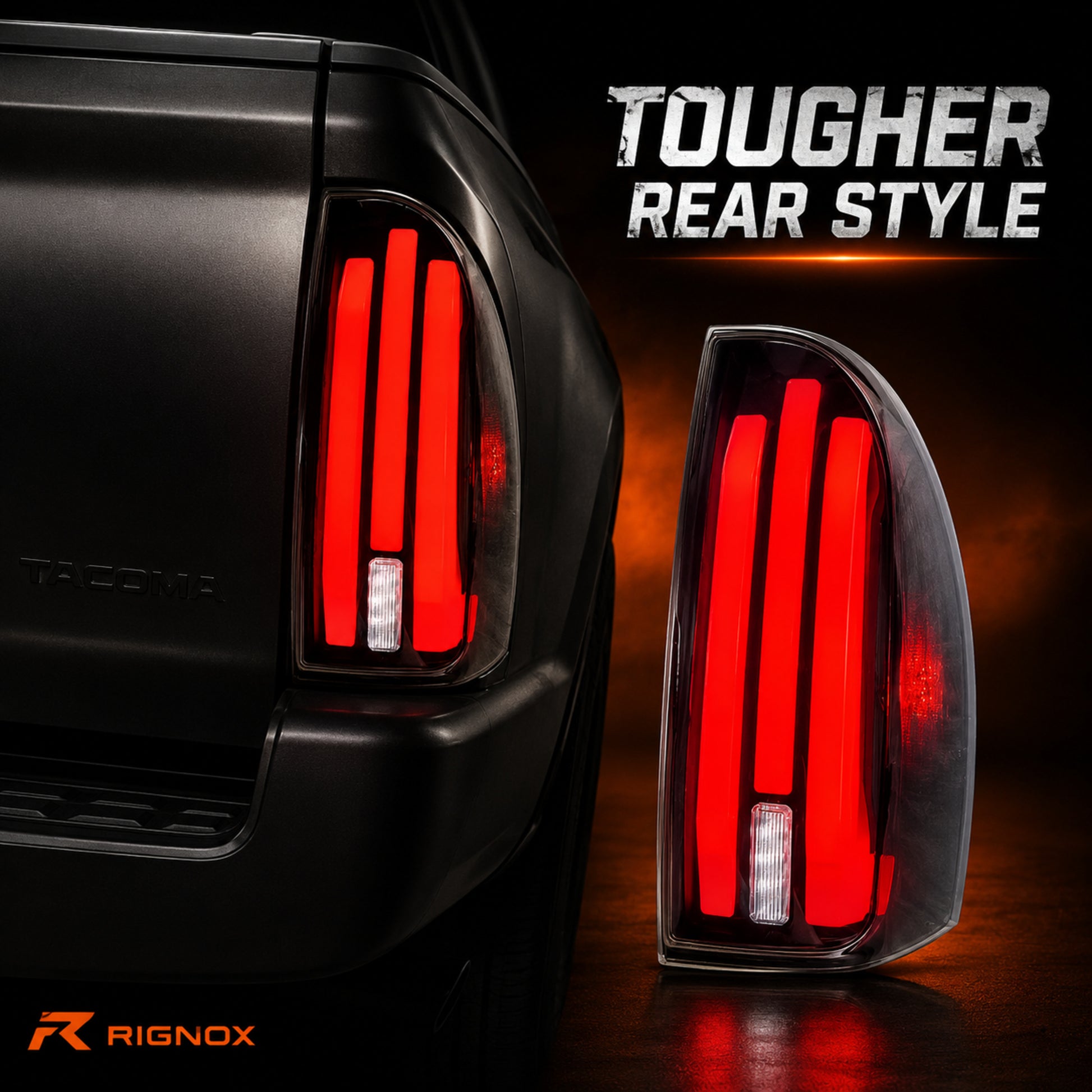 2005-2015 Toyota Tacoma 2nd Gen Sequential LED Tail Lights — smoke red detail — T-TAC05