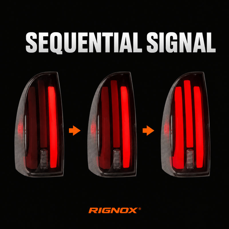 2005-2015 Toyota Tacoma 2nd Gen Sequential LED Tail Lights — smoke red function — T-TAC05