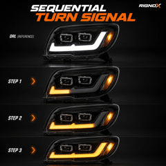 2006-2009 Toyota 4Runner LED Dual Projector Headlights — sequential turn signal — H-4RN06-BK