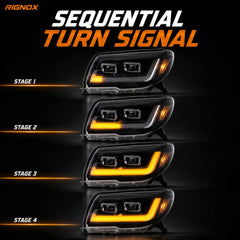 2006-2009 Toyota 4Runner LED Dual Projector Headlights — sequential turn signal stages — H-4RN06-CH