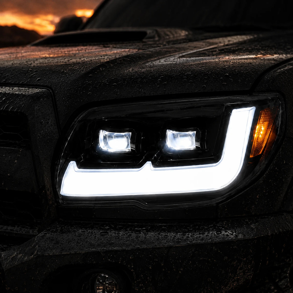 2006-2009 Toyota 4Runner LED Dual Projector Headlights —detailed close-up — H-4RN06-BK