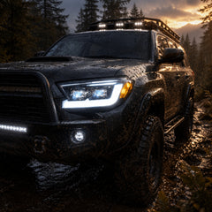2006-2009 Toyota 4Runner LED Dual Projector Headlights — black housing rain mud white DRL - H-4RN06-BK