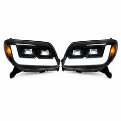 2006-2009 Toyota 4Runner LED Dual Projector Headlights — black trim sequential turn signal white background - H-4RN06-BK