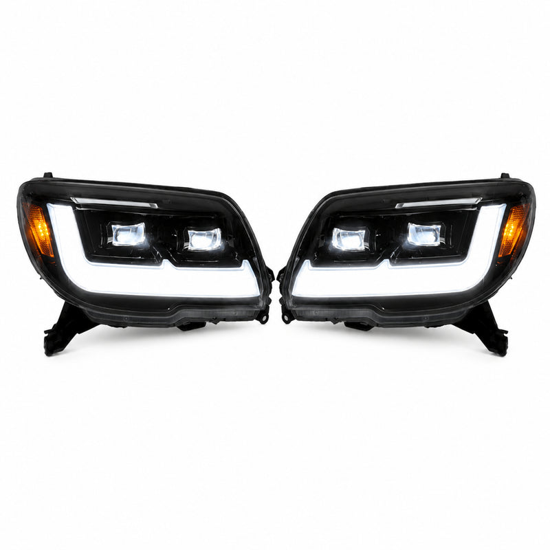 2006-2009 Toyota 4Runner LED Dual Projector Headlights — black trim sequential turn signal white background - H-4RN06-BK