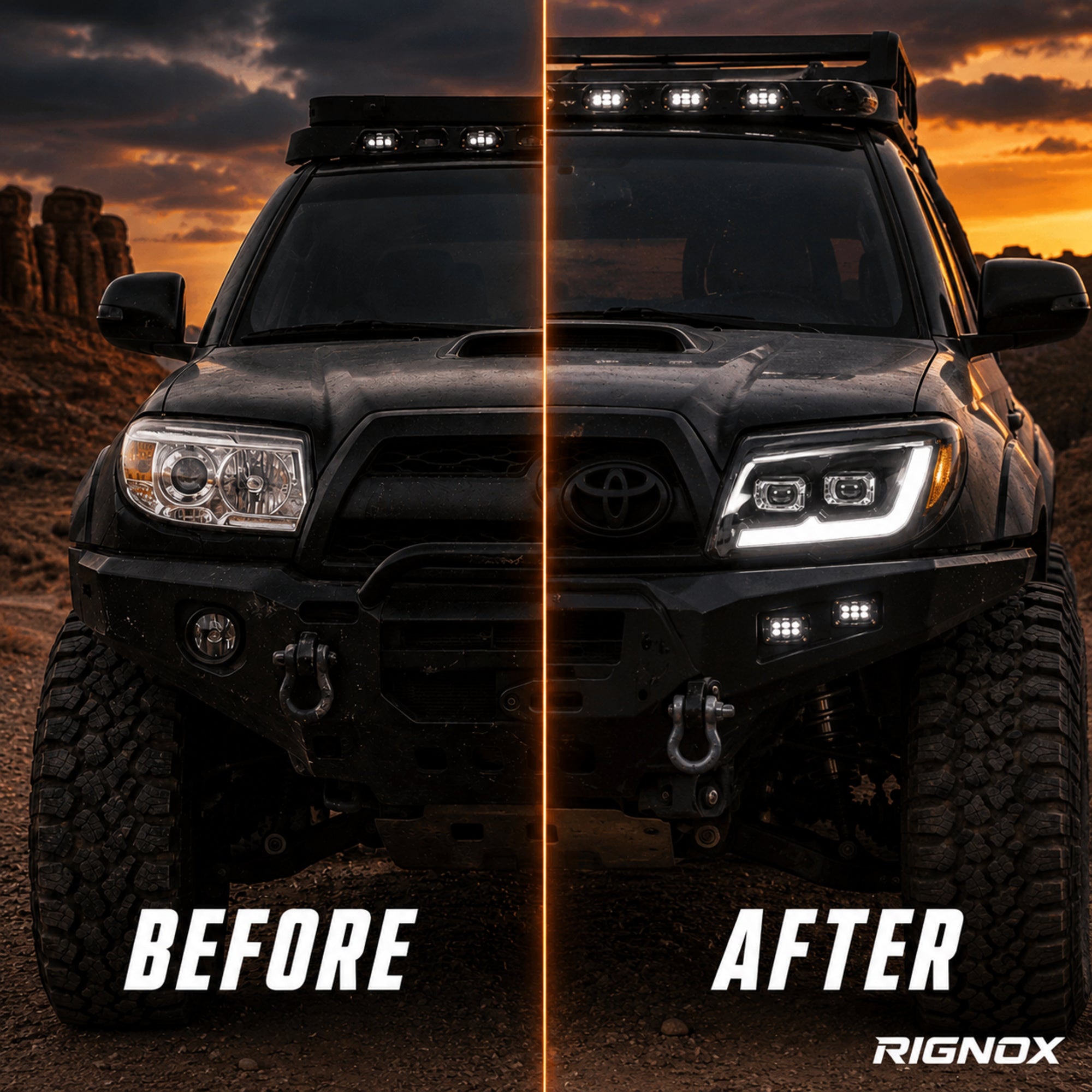 2006-2009 Toyota 4Runner LED Dual Projector Headlights — electroplated sequential turn signal before after13 - H-4RN06-CH