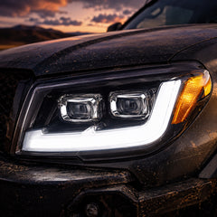 2006-2009 Toyota 4Runner LED Dual Projector Headlights — electroplated sequential turn signal close detail07 - H-4RN06-CH