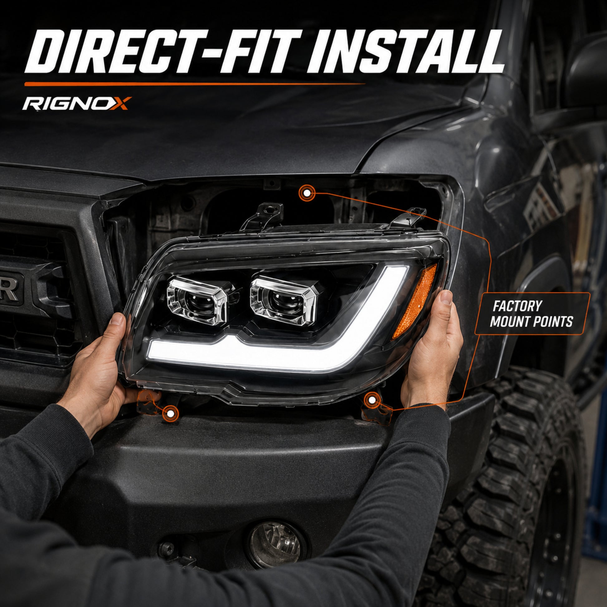 2006-2009 Toyota 4Runner LED Dual Projector Headlights — electroplated sequential turn signal direct fit14 - H-4RN06-CH