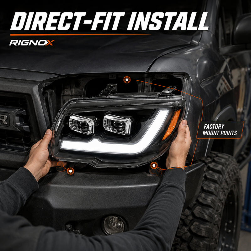 2006-2009 Toyota 4Runner LED Dual Projector Headlights — electroplated sequential turn signal direct fit14 - H-4RN06-CH