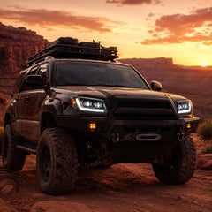 2006-2009 Toyota 4Runner LED Dual Projector Headlights — electroplated sequential turn signal installed scene02 - H-4RN06-CH