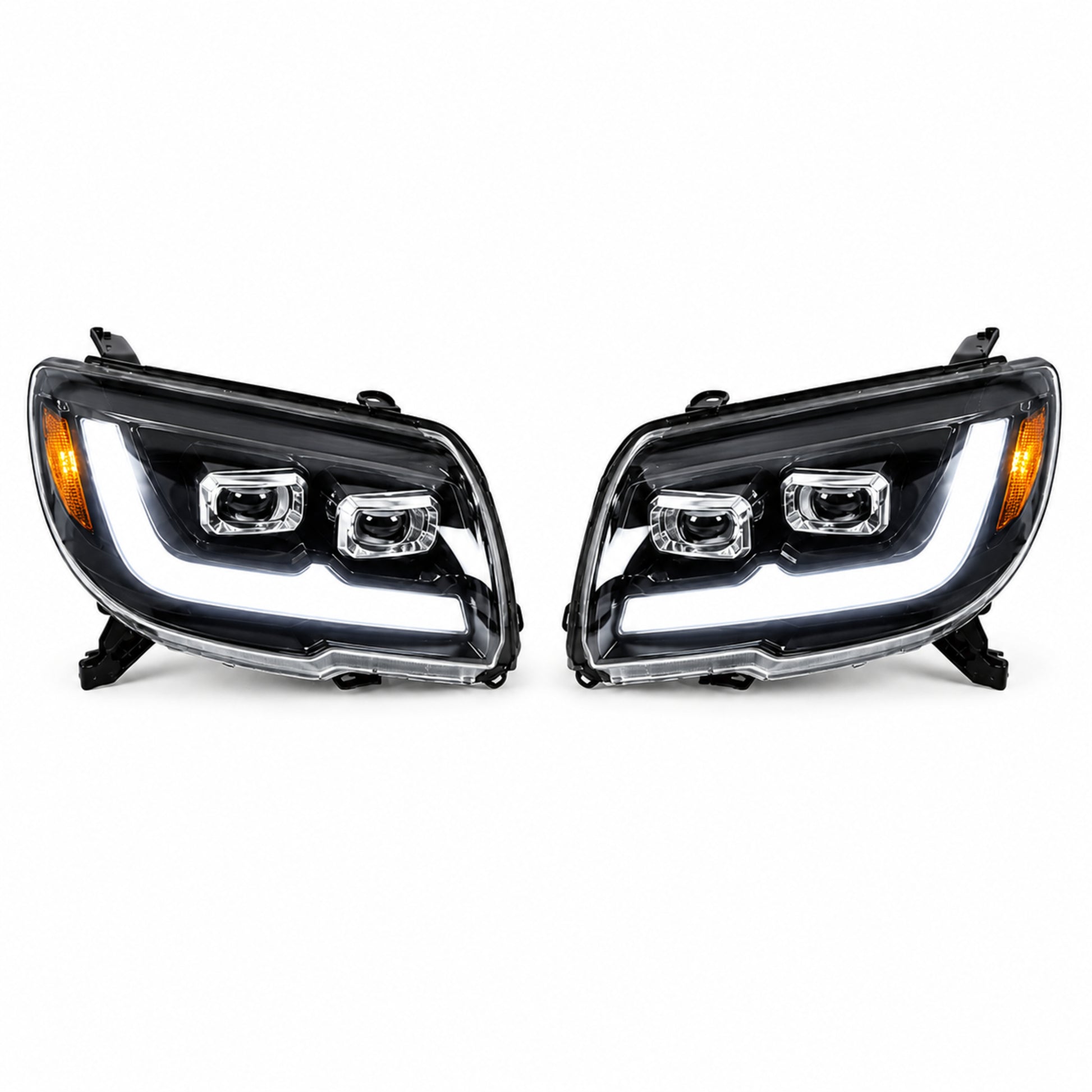 2006-2009 Toyota 4Runner LED Dual Projector Headlights — electroplated sequential turn signal white background01 - H-4RN06-CH