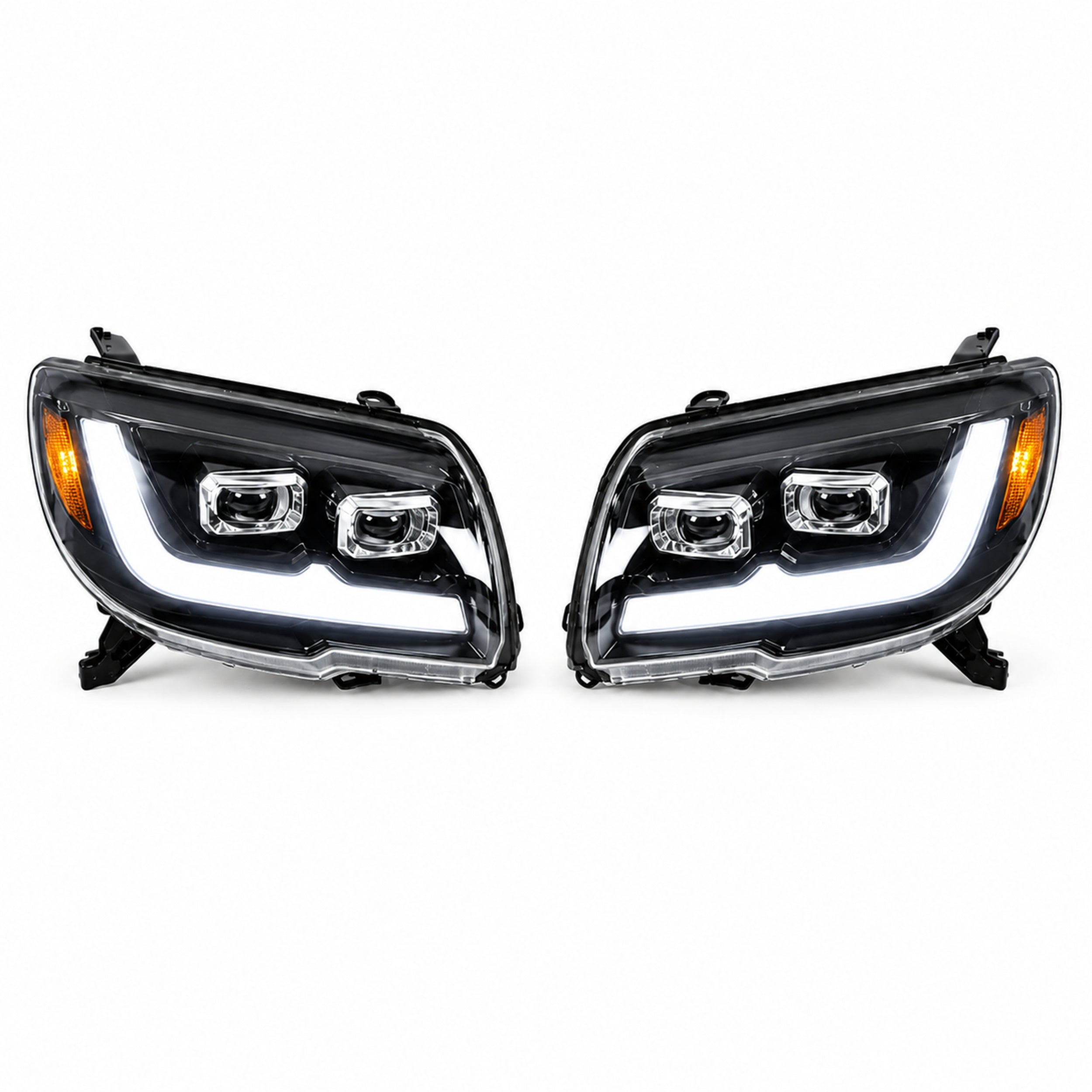 2006-2009 Toyota 4Runner LED Dual Projector Headlights — electroplated sequential turn signal white background01 - H-4RN06-CH