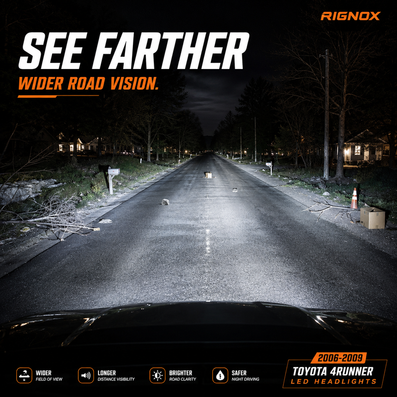 2006-2009 Toyota 4Runner LED Dual Projector Headlights — LED wide vision road - H-4RN06-BK