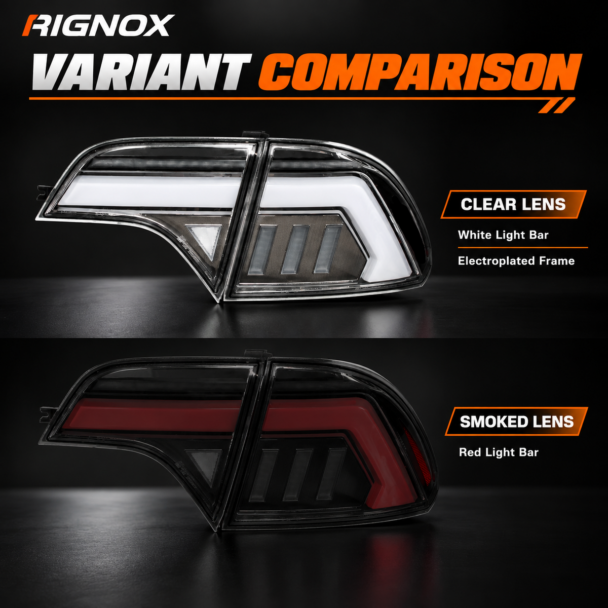 2006-2011 Honda Civic 8th Gen Sedan Sequential LED Tail Lights Assembly — clear and smoked variant comparison — T-CIV8-EF-CW