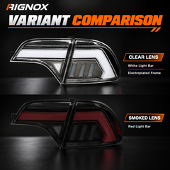 2006-2011 Honda Civic 8th Gen Sedan Sequential LED Tail Lights Assembly — clear and smoked variant comparison — T-CIV8-EF-CW