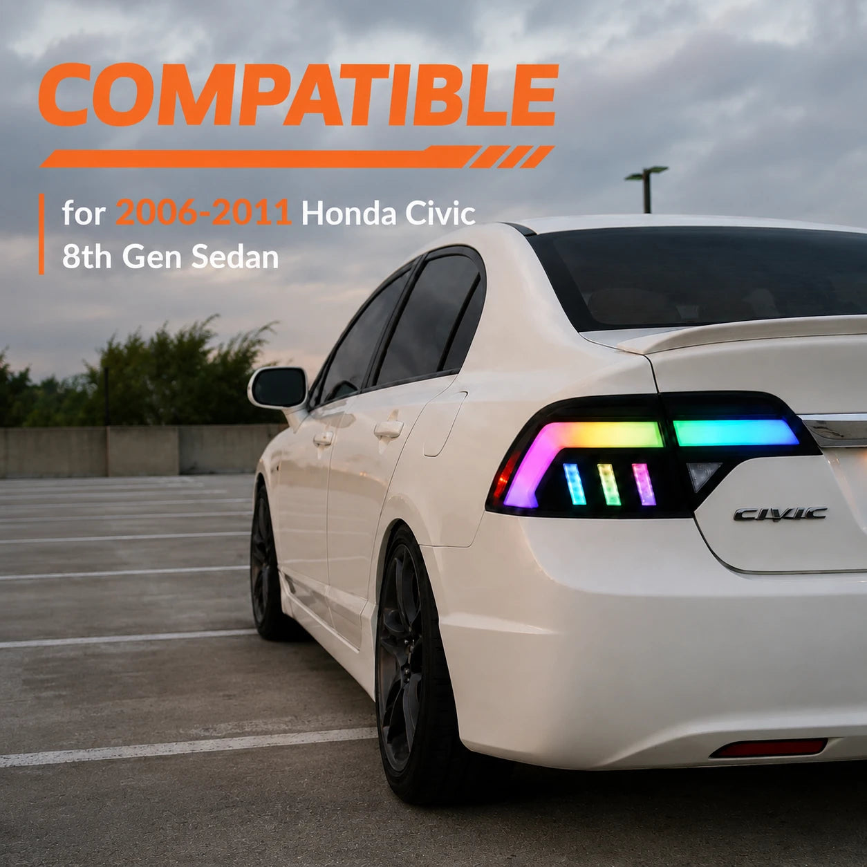 2006-2011 Honda Civic 8th Gen Sedan Sequential LED Tail Lights — compatibility — T-CIV8-RGB