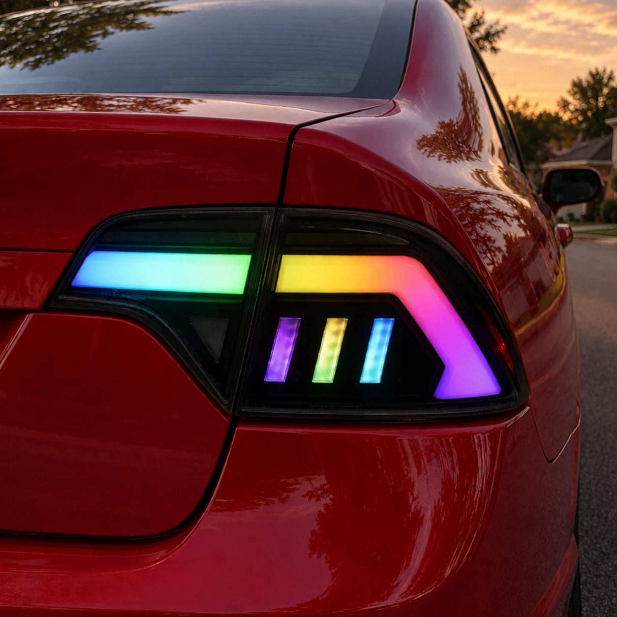 2006-2011 Honda Civic 8th Gen Sedan Sequential LED Tail Lights — lights-on close-up — T-CIV8-RGB