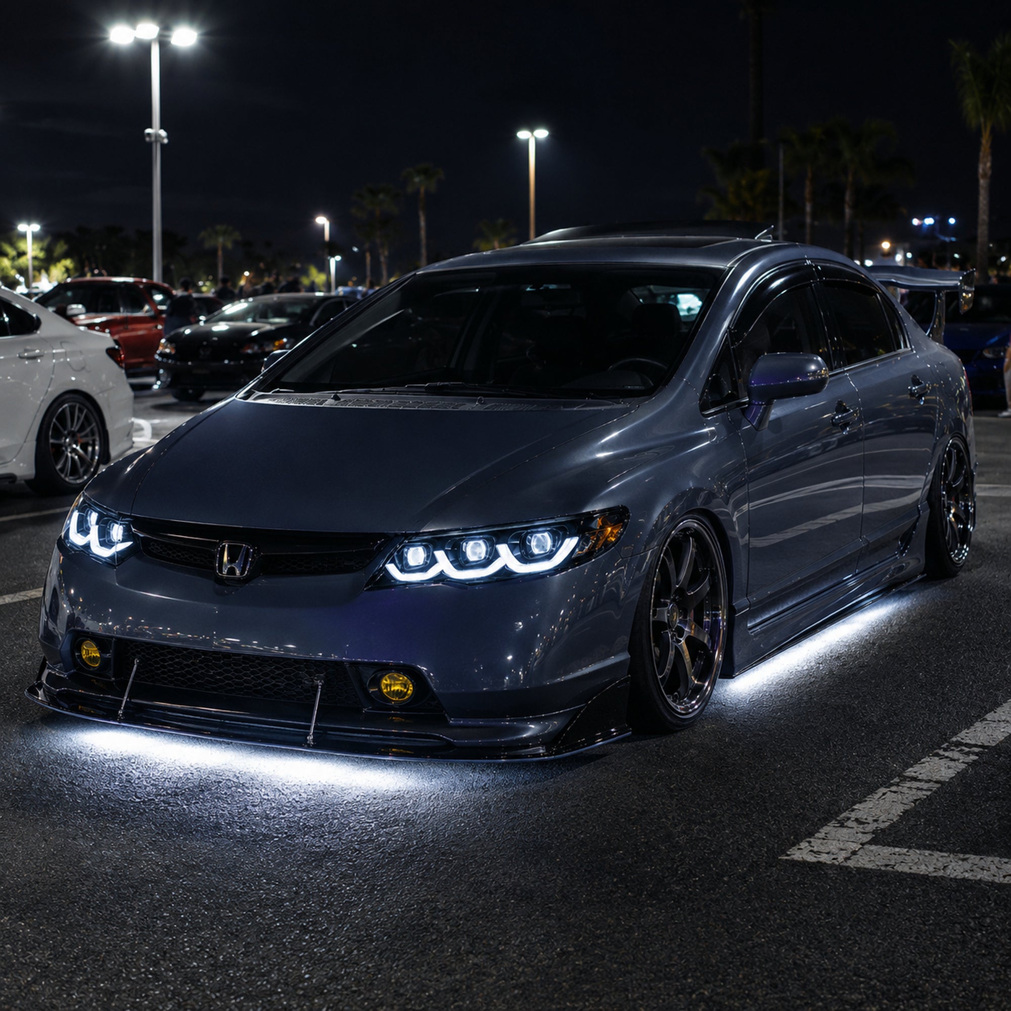 2006-2011 Honda Civic 8th Gen Sedan LED Multi Projector Headlights — clear white amber scene07 - H-CIV8-3P