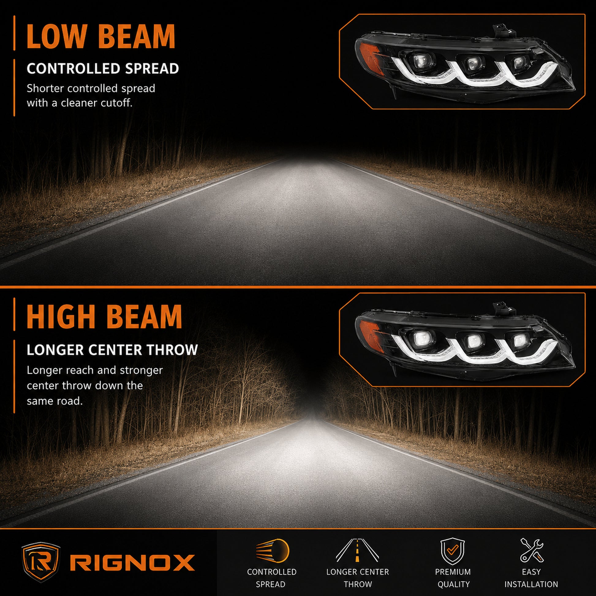 2006-2011 Honda Civic 8th Gen Sedan LED Multi Projector Headlights — clear white amber supplement15 - H-CIV8-3P