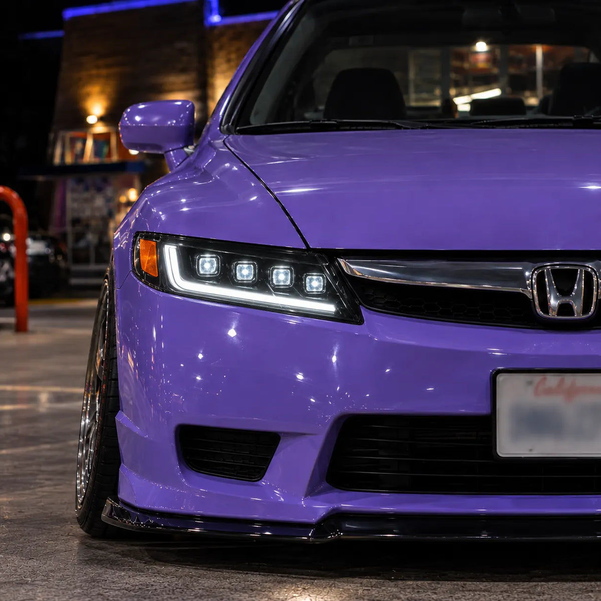 2006-2011 Honda Civic 8th Gen Sedan LED Multi Projector Headlights — aggressive front view — H-CIV8-4P