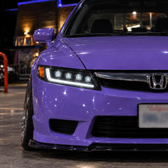 2006-2011 Honda Civic 8th Gen Sedan LED Multi Projector Headlights — aggressive front view — H-CIV8-4P