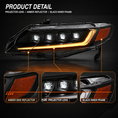 2006-2011 Honda Civic 8th Gen Sedan LED Multi Projector Headlights — clear white amber supplement02 - H-CIV8-4P-RGB