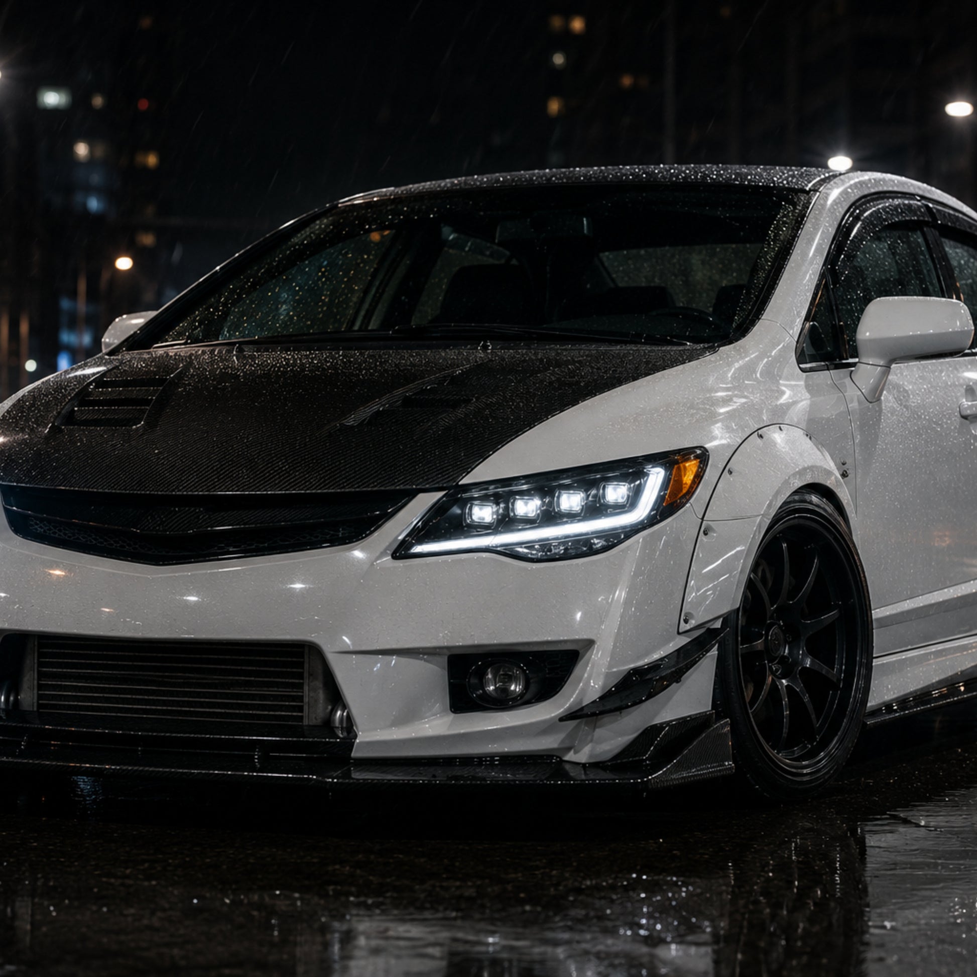 2006-2011 Honda Civic 8th Gen Sedan LED Multi Projector Headlights — clear white amber - H-CIV8-4P
