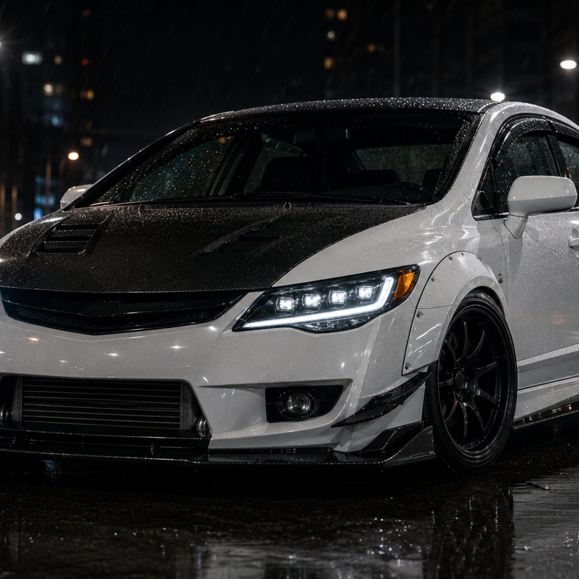 2006-2011 Honda Civic 8th Gen Sedan LED Multi Projector Headlights — clear white amber - H-CIV8-4P
