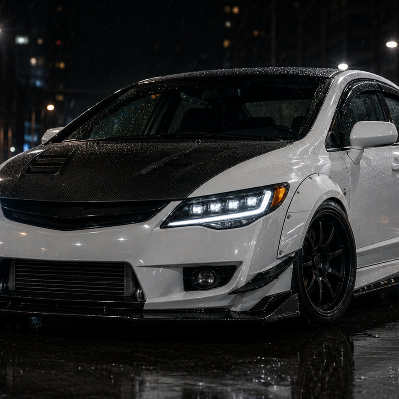 2006-2011 Honda Civic 8th Gen Sedan LED Multi Projector Headlights — clear white amber - H-CIV8-4P