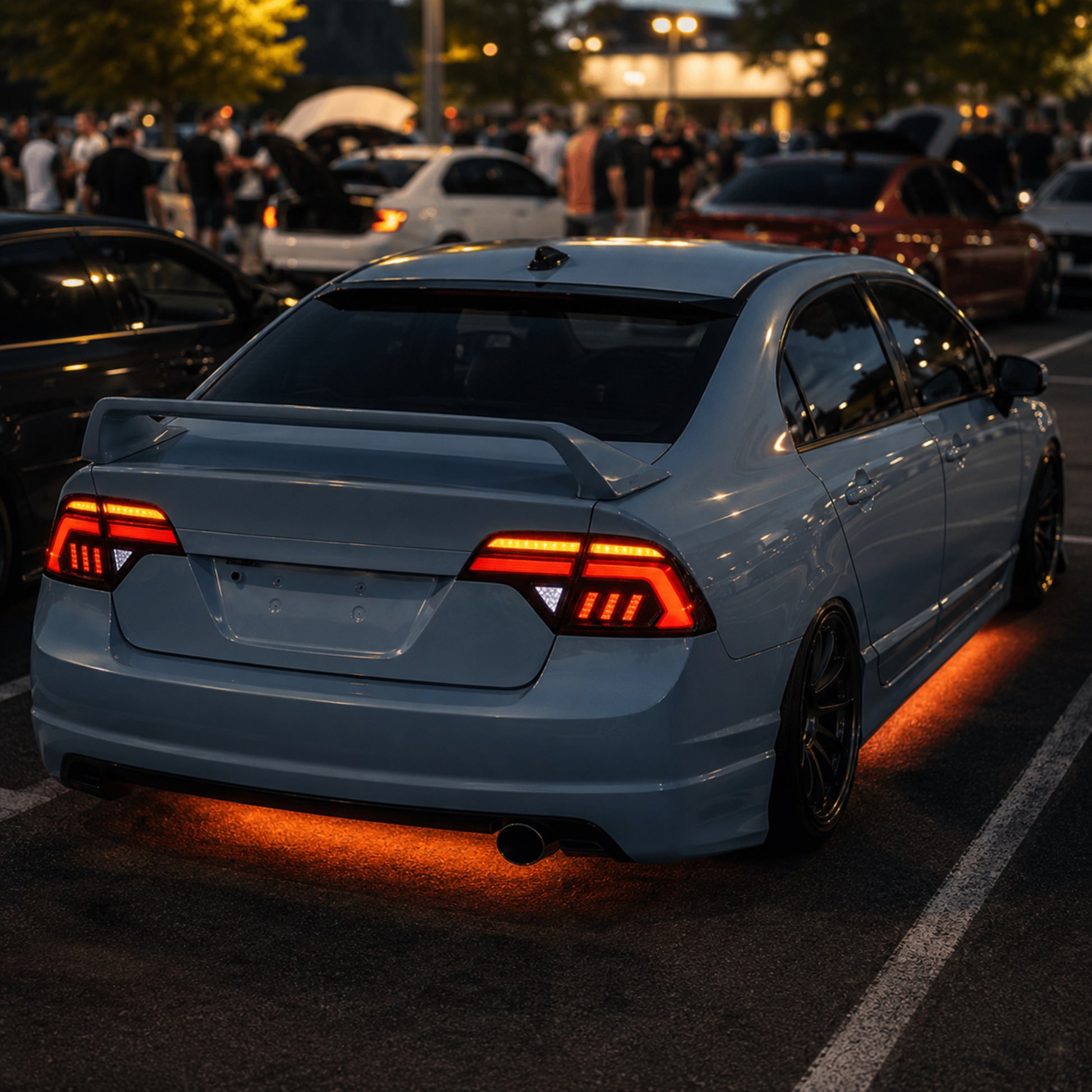 2006-2011 Honda Civic 8th Gen Sedan Sequential LED Tail Lights — smoke red halo car meet06 — T-CIV8