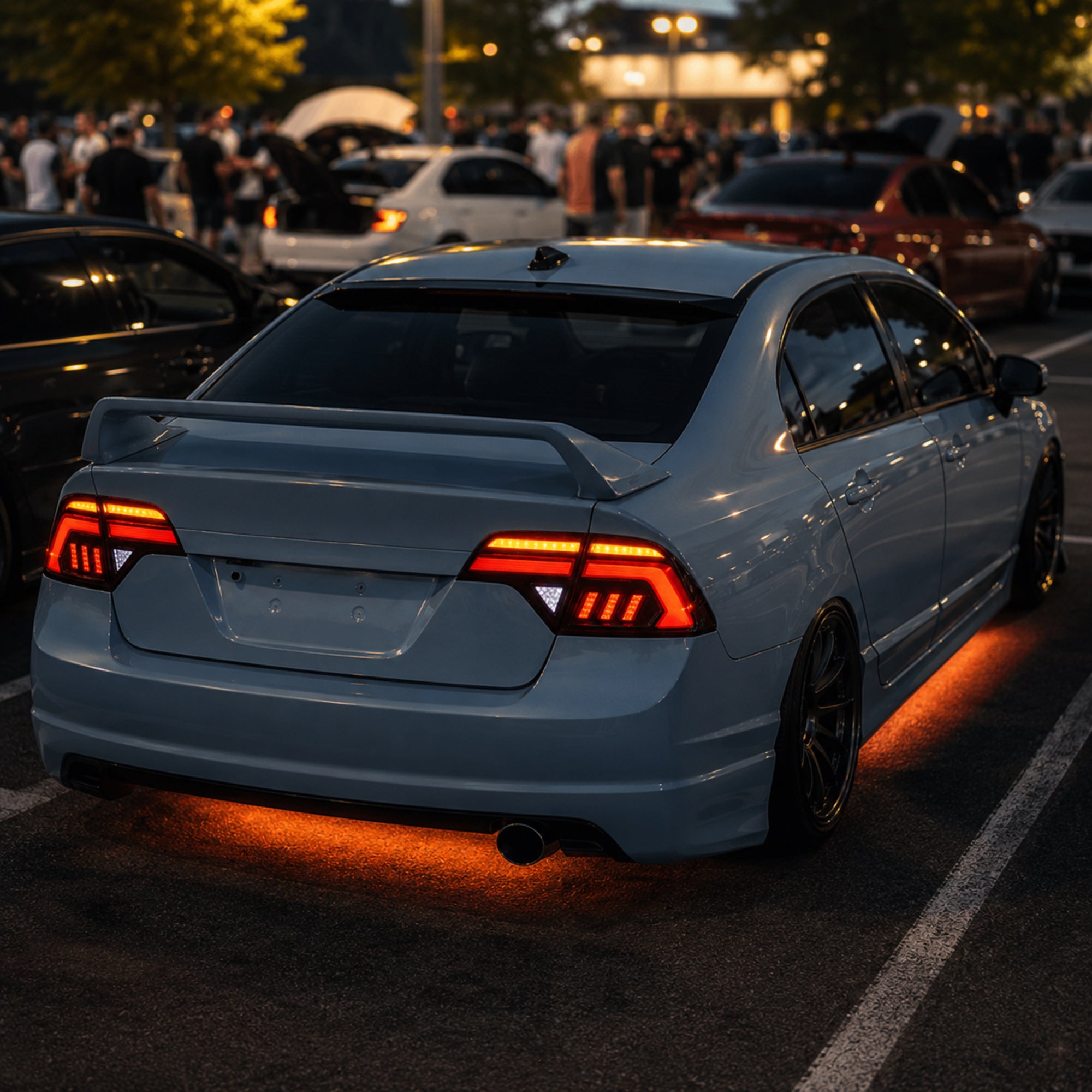 2006-2011 Honda Civic 8th Gen Sedan Sequential LED Tail Lights — smoke red halo car meet06 — T-CIV8