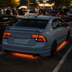 2006-2011 Honda Civic 8th Gen Sedan Sequential LED Tail Lights — smoke red halo car meet06 — T-CIV8