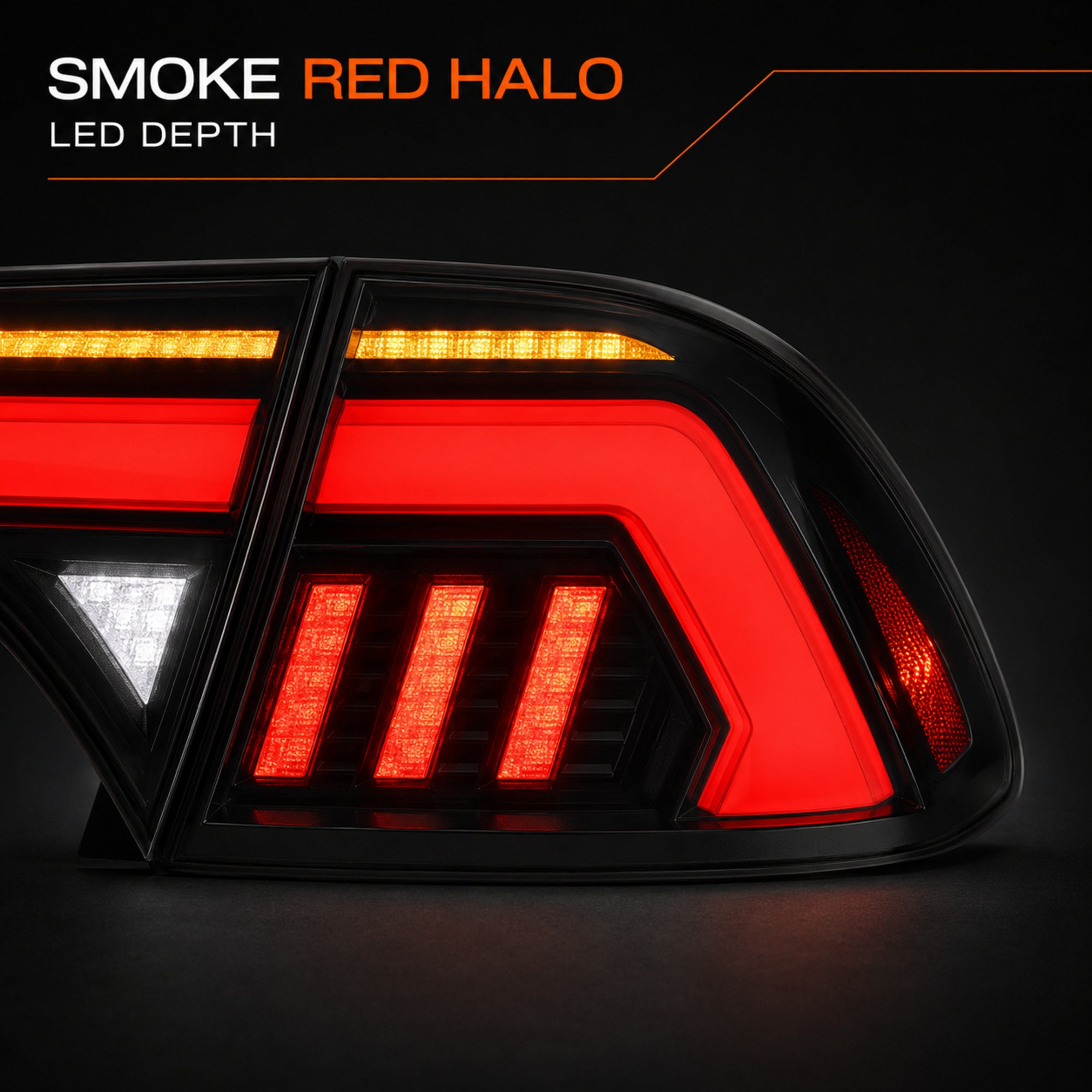 2006-2011 Honda Civic 8th Gen Sedan Sequential LED Tail Lights — smoke red halo lens detail06 — T-CIV8
